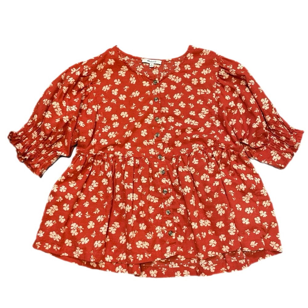 Madewell Floral Print Peasant Blouse